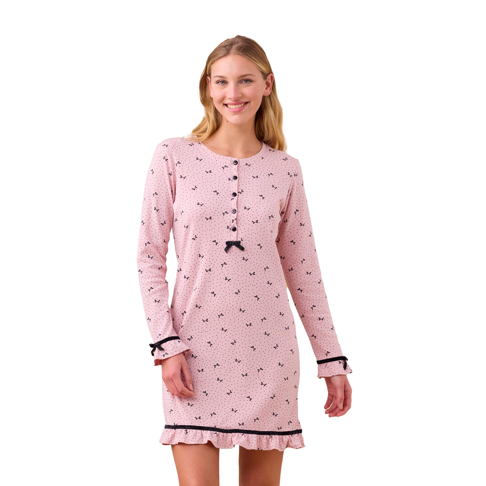 Camicia donna caldo cotone articolo fiocco Noidinotte