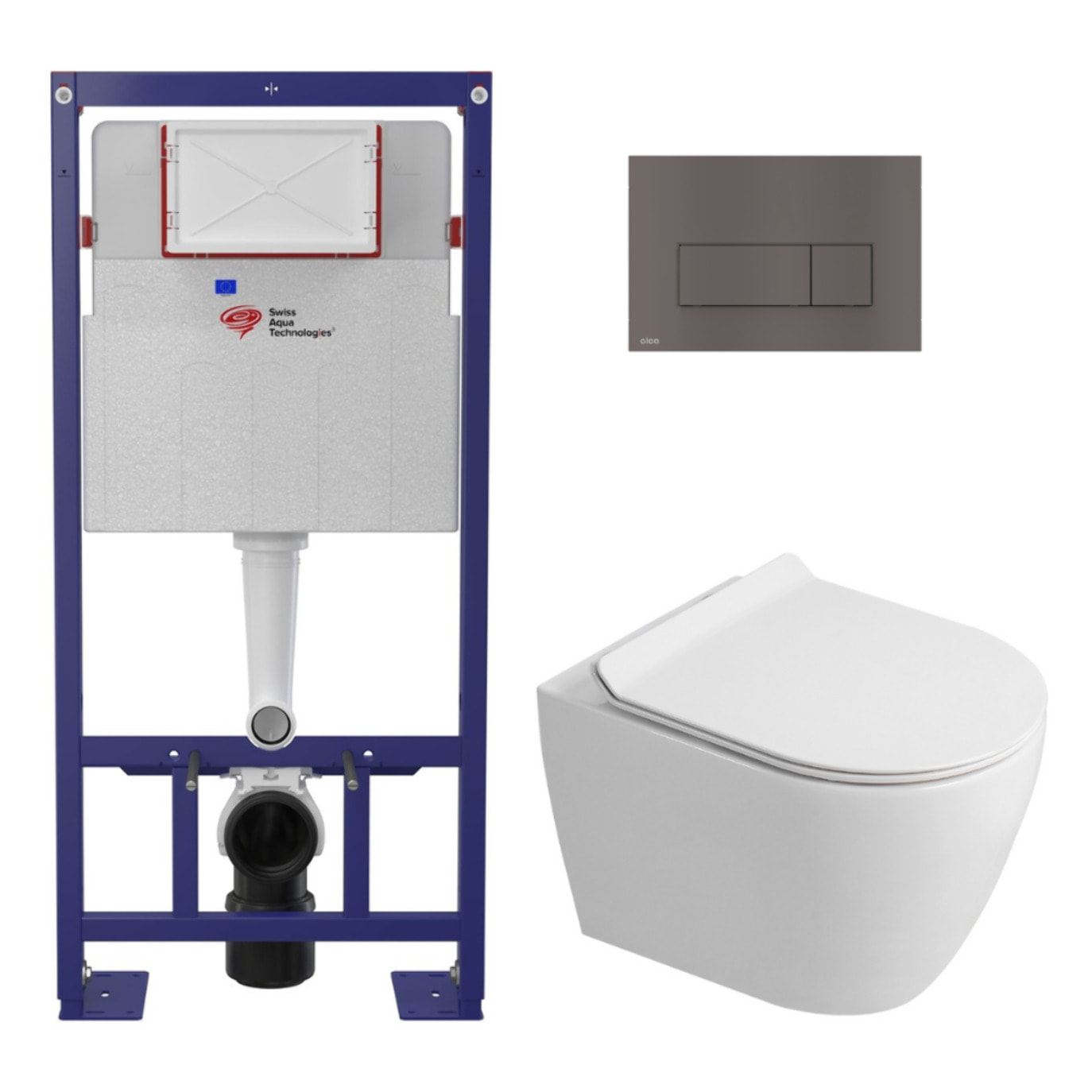 Pack WC bâti-support autoportant + WC sans bride Ceramia PixL avec abattant SoftClose + plaque (STCEPXWT03-U)