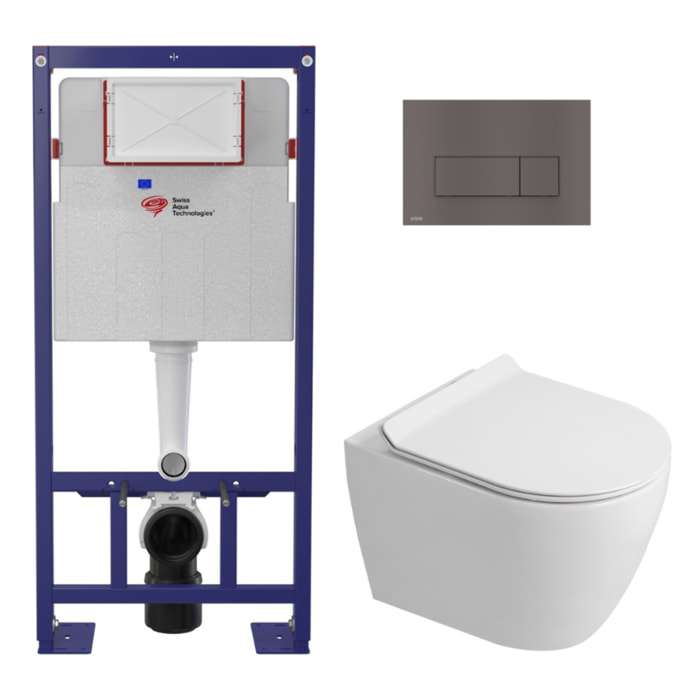 Pack WC bâti-support autoportant + WC sans bride Ceramia PixL avec abattant SoftClose + plaque (STCEPXWT03-U)