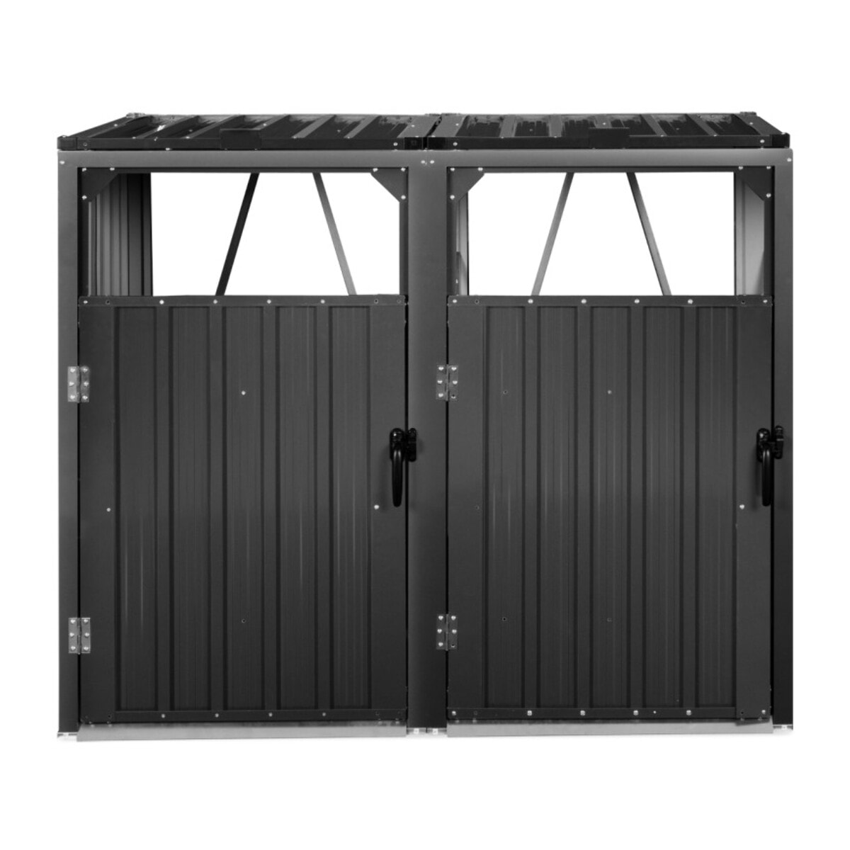 Cache poubelles double en métal gris anthracite