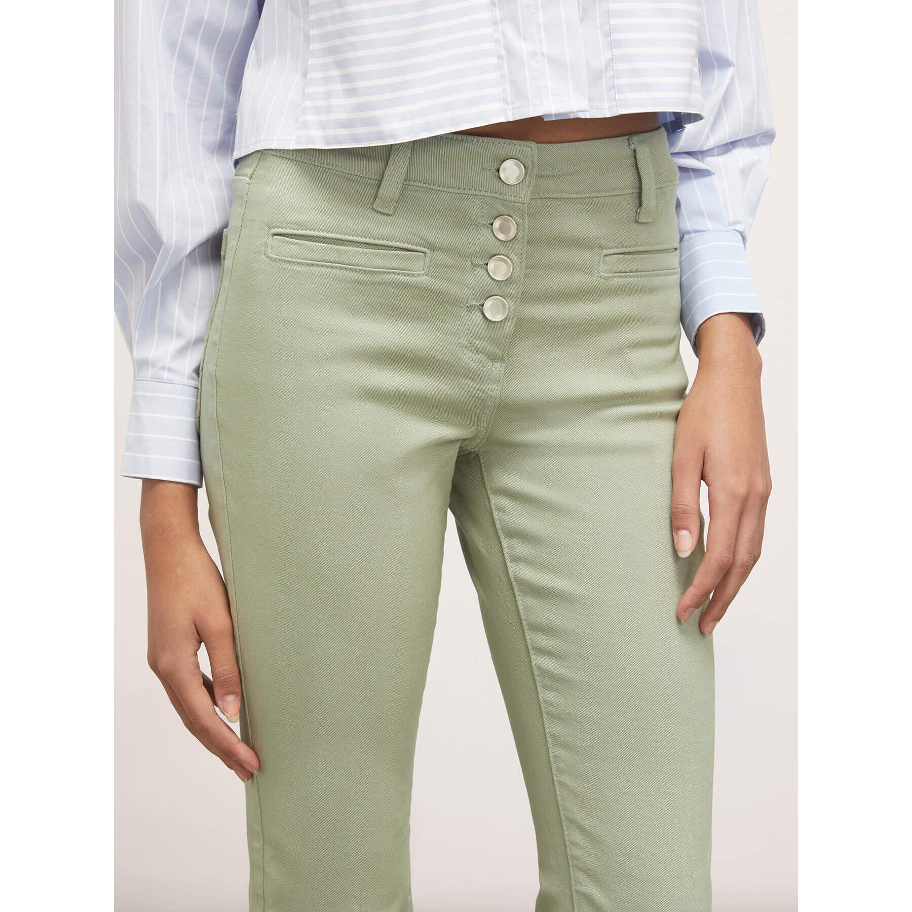 Motivi - Pantalones flare con bajo deshilachado - Verde