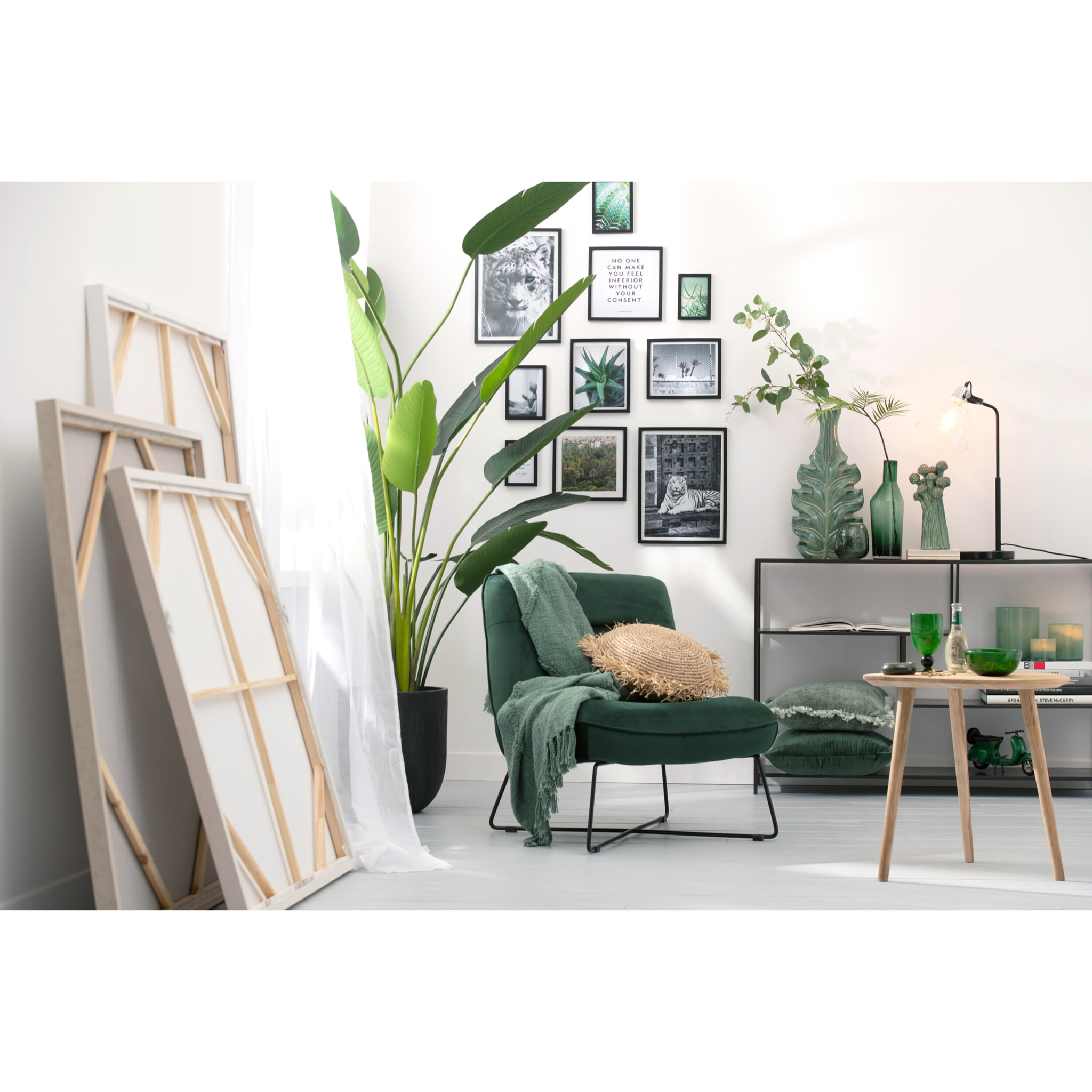 J-Line cadre photo Basic - bois - noir - extra small - 4 pièces