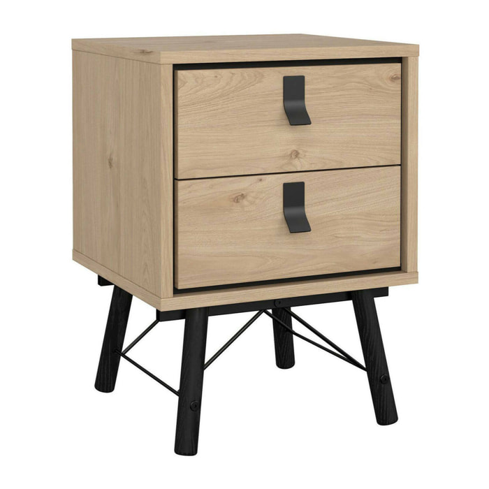 Comodino Jean, Comò basso, Tavolino da notte, Mensola da letto, 43x40 h60 cm, Rovere