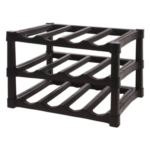 Botellero de 3 Capas Apilables de PP en Color Negro para 12 Botellas - 39x30xH25cm