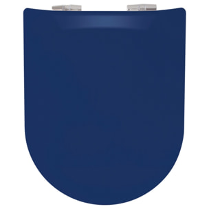 Abattant uni wood slim double avec descente assistée - Bleu Roi