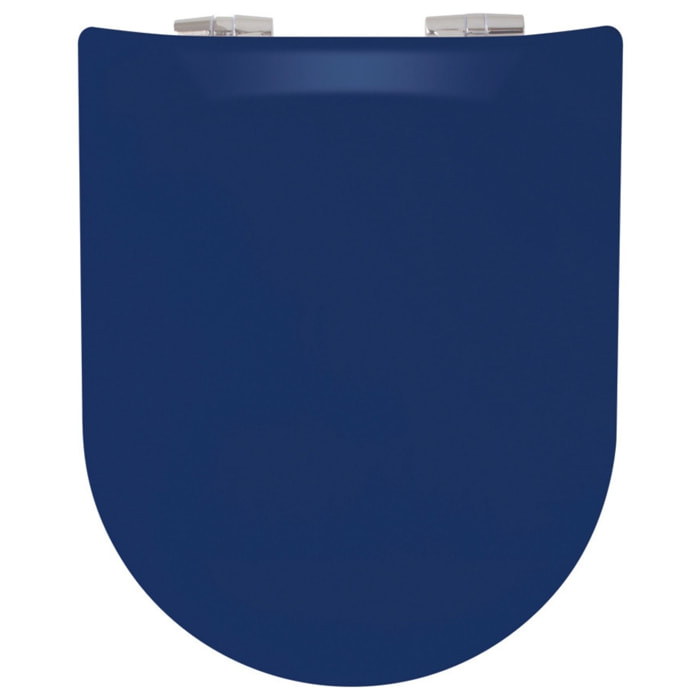 Abattant uni wood slim double avec descente assistée - Bleu Roi