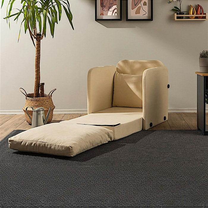 Fauteuil convertible écru 1 place couchage 200 cm ORURO