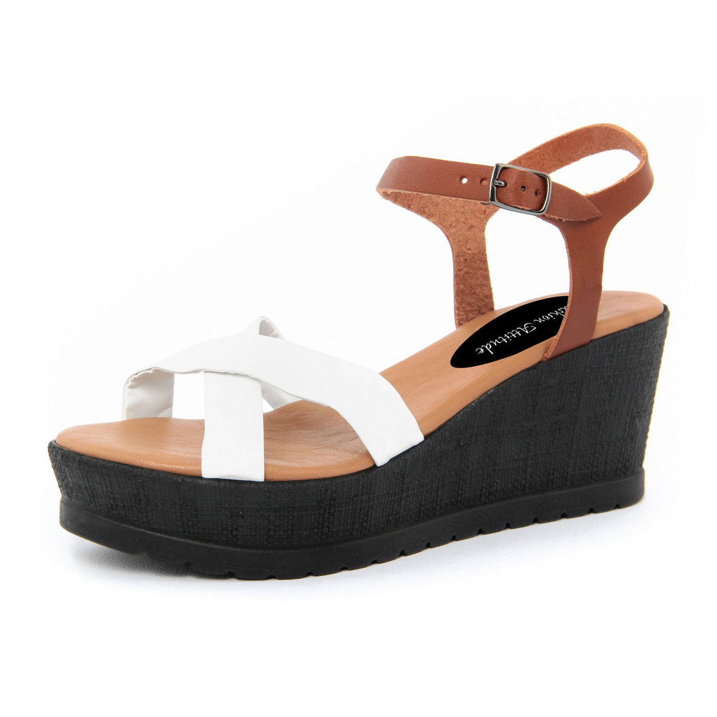 Sandalo con zeppa Donna colore Bianco