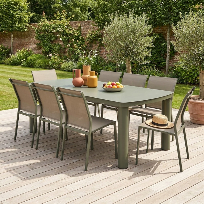 Table de jardin aluminium + 8 assises  ZARO + BUFFALO