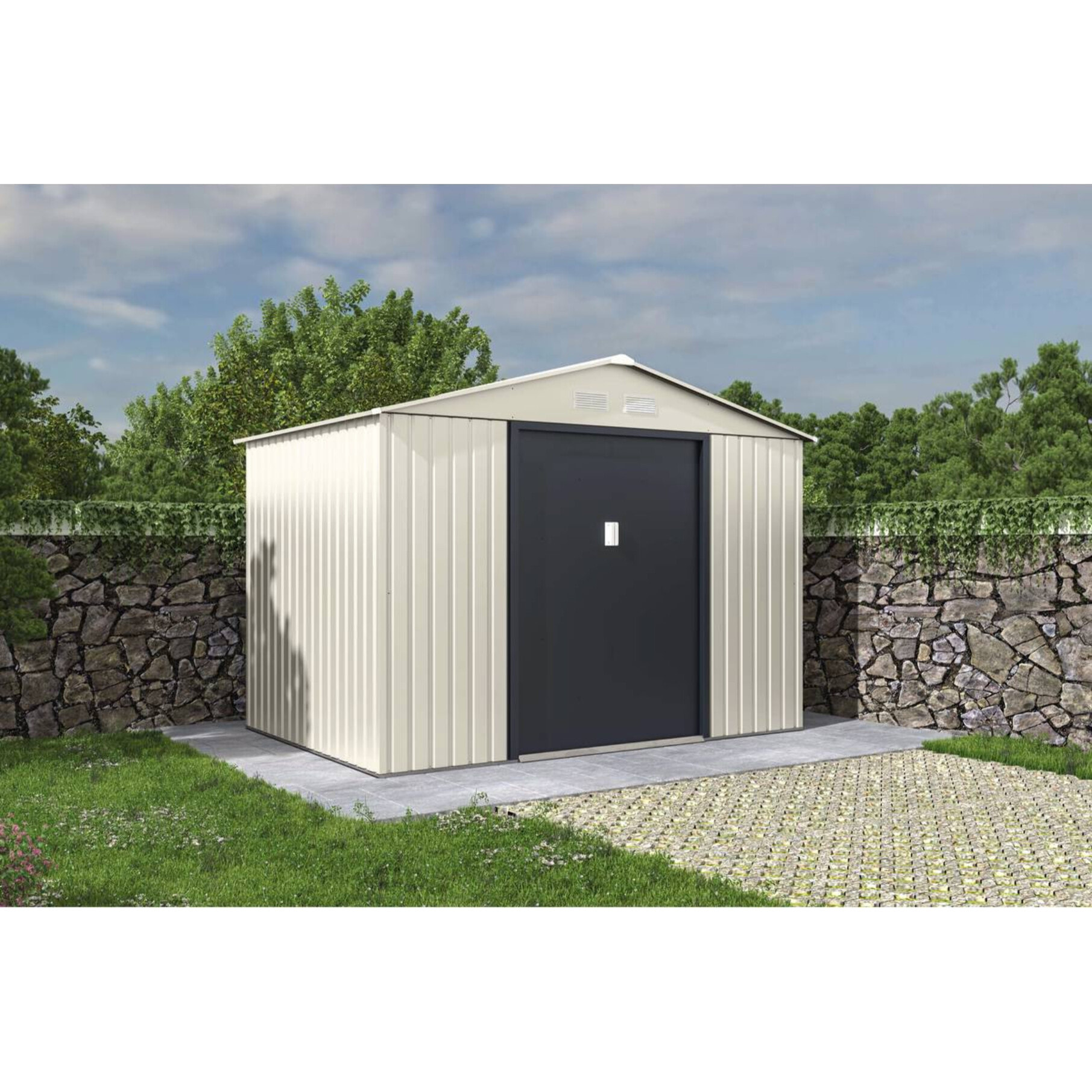 Abri de jardin métal "Nebraska" - 5,29 m2 (4,83 m2 au sol) - Beige