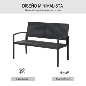 Banco Jardín Lounge Silla 2 Plazas Mueble Exterior Terraza 2 Plazas Carga 320kg