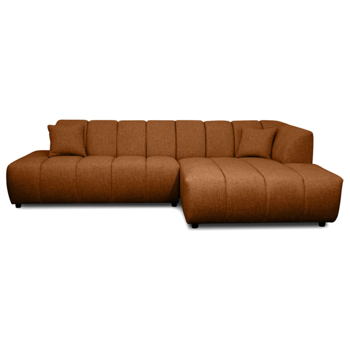 Curtis - canapé d'angle droit 4 places sans accoudoir en tissu texturé - Terracotta