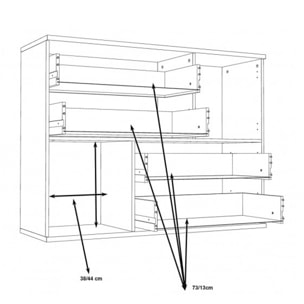 Commode 2 portes 4 tiroirs en bois - 5 coloris - SKY