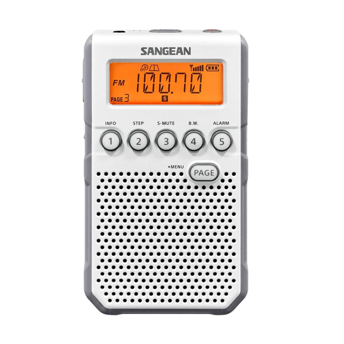 SANGEAN DT-800 BLANCO RADIO DIGITAL BOLSILLO AM FM CON RDS PANTALLA LCD BATERÍA RECARGABLE