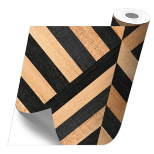 Stickers adhesivos de CERAMIKO - Geométrico madera y negro 65x100