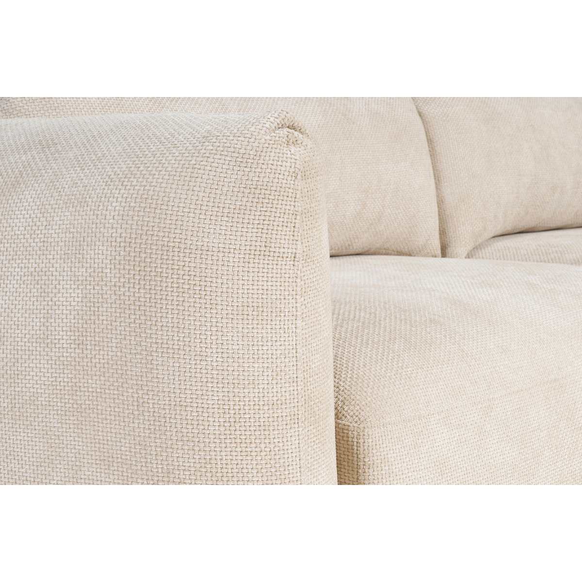 Canapé convertible avec coffre 4 places en tissu velours chenille beige CRUSH