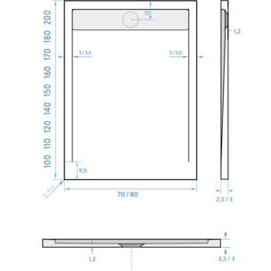 Fusion Receveur de douche 140x90cm en marbre coulé, Blanc (SATFUP14090BL)