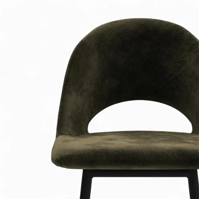 Pack 4 chaises pour îlot central en velours vert et jaune 65 cm - Pénélope