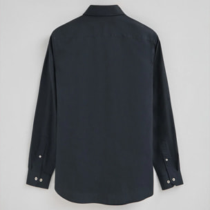 Camisa azul marino de poplin y corte slim con logo Rigby Go
