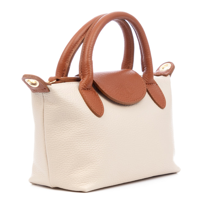 Aurano borsa a tracolla tipo Tote donna. Pelle autentica Dollaro bicolore.