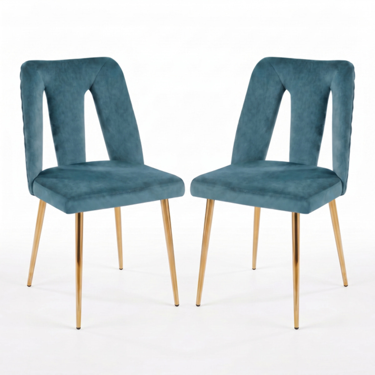 Sedia Imbottita in Effetto Velluto con Schienale Aperto e Gambe Oro, Design Moderno ed Elegante per Sala da Pranzo, Cucina, Soggiorno, Studio e Ufficio