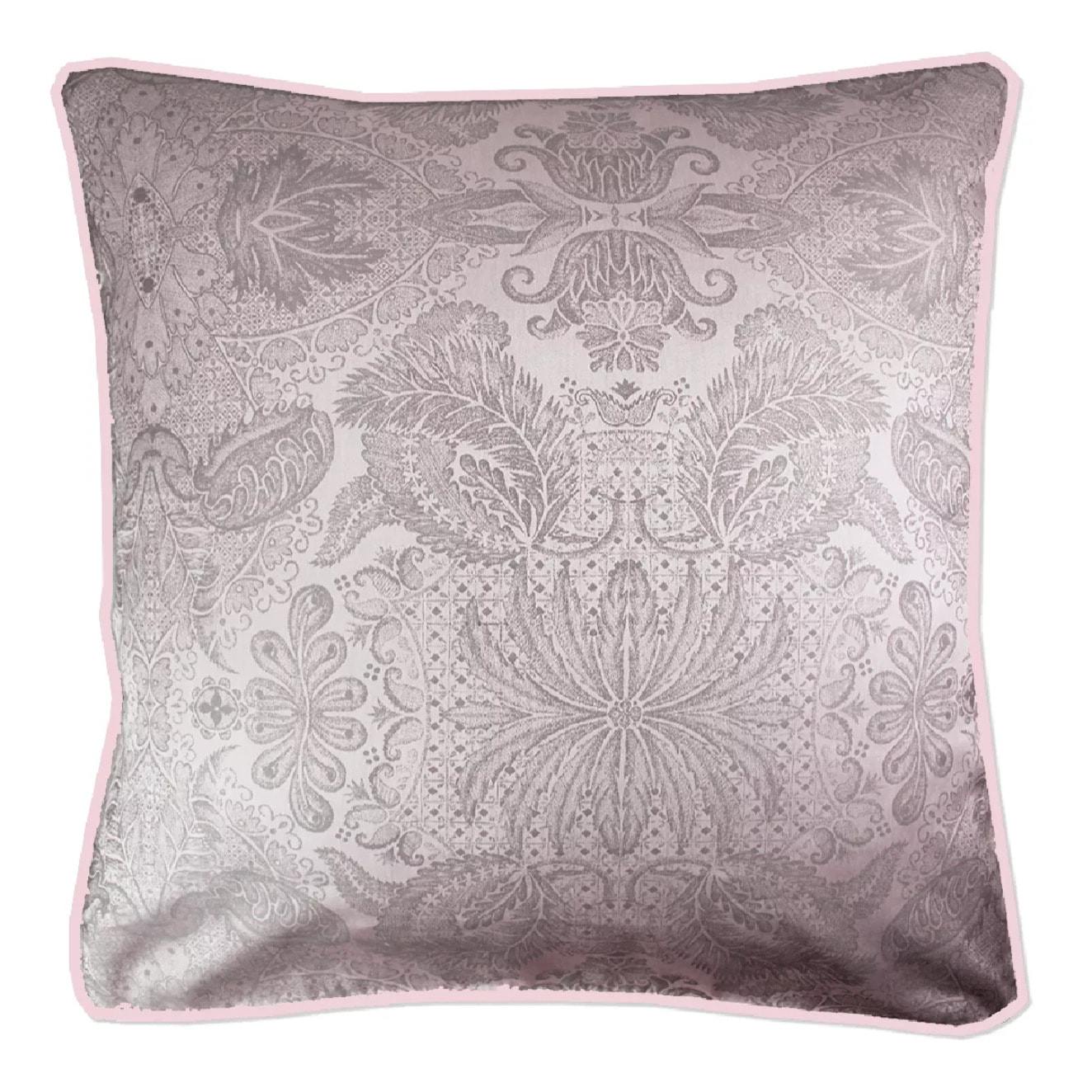 Taie d'oreiller satin de coton motif jacquard rose Isaphire diamant rose
