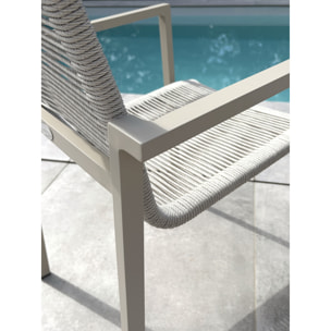 MEXICO - Lot de 2 fauteuils de jardin en aluminium et corde tissée