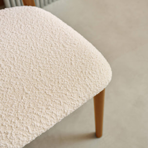 Chaise bois d'hévéa et tissu bouclette (lot de 2)  PAOLA