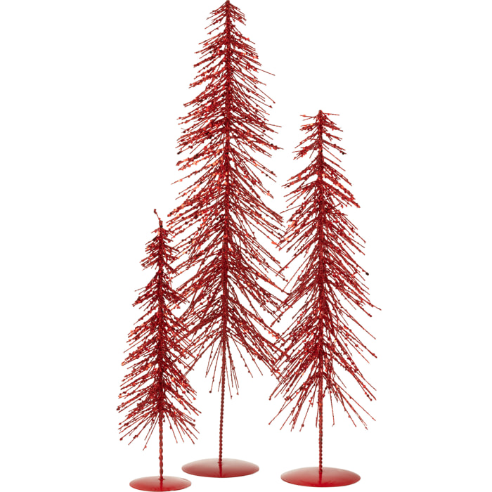 J-Line décoration Sapin De Noël Paillettes - plastique - rouge - large