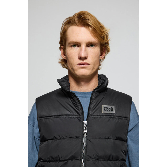 Chaleco negro ultraligero con parche engomado Polo Club