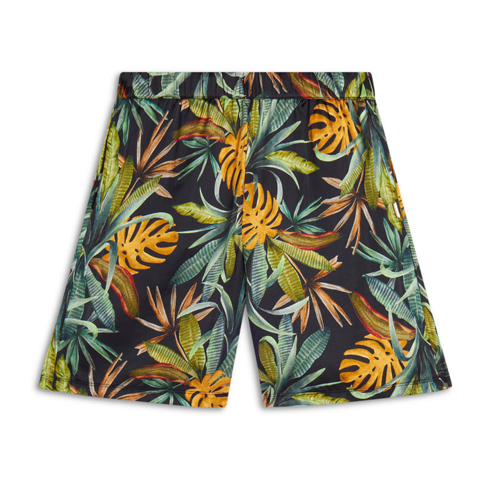Pantaloncini donna in satin di viscosa a fantasia tropical