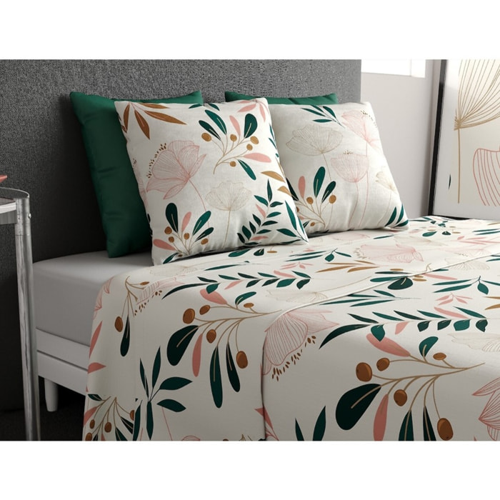 Parure De Drap 3pcs avec Drap Housse 90x190cm 100% Coton 57fils-kano