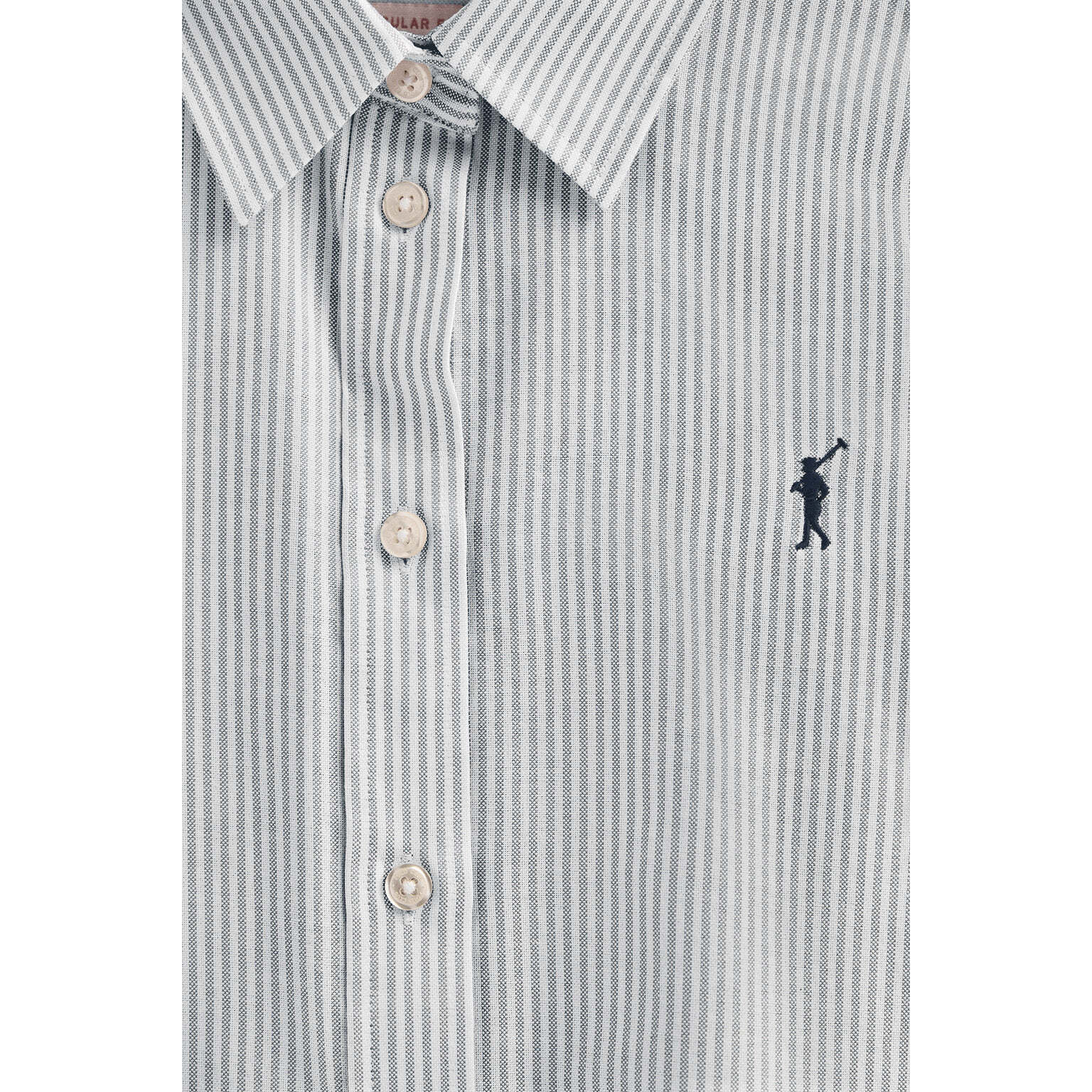 Camisa de rayas azul marino de corte regular con logo Rigby Go