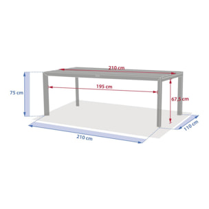 Table de jardin 12 places Luzane extensible argile