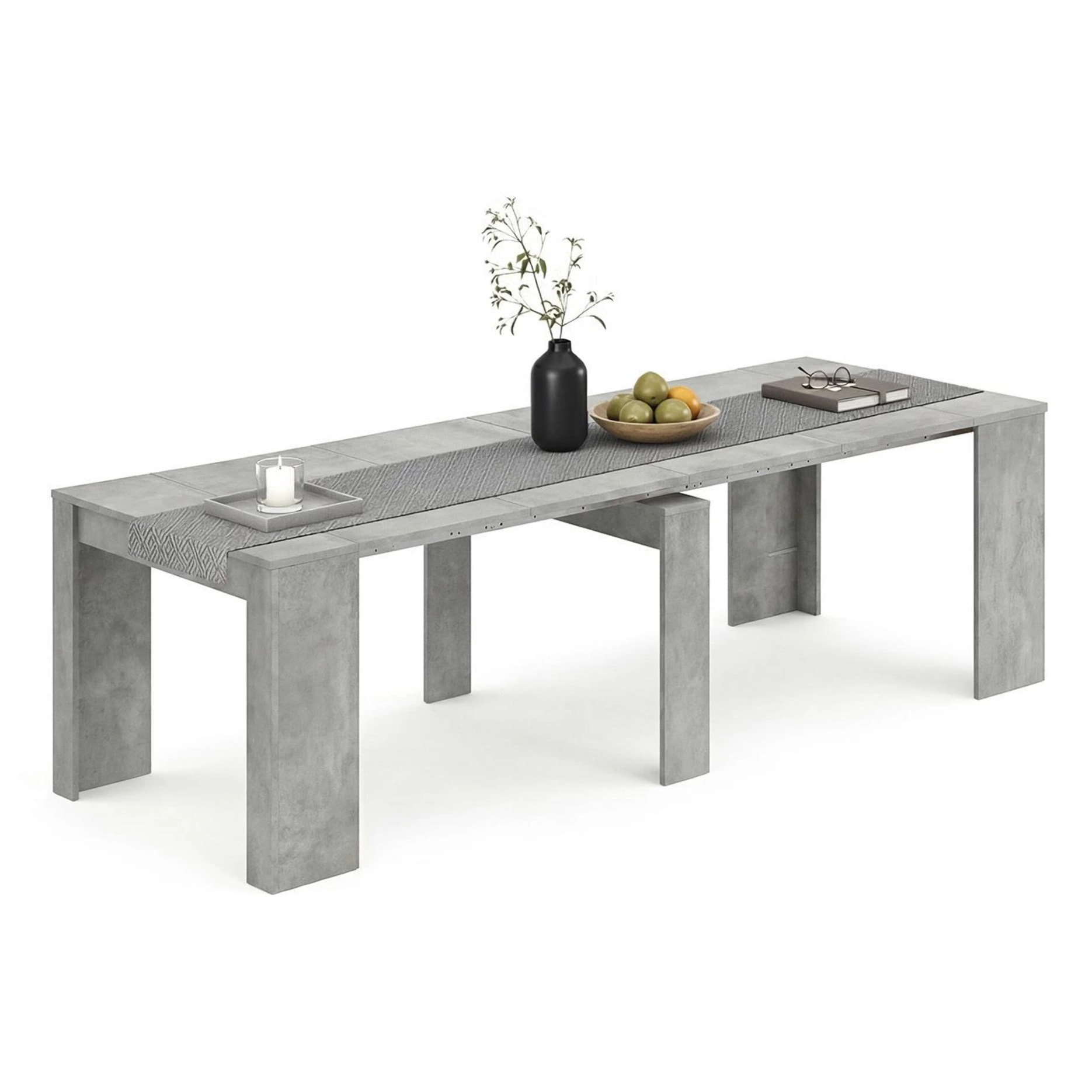 Mesa consola extensible en cemento 50-235x90 cm Denis Cemento