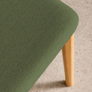 Chaise vintage bois d'hévéa naturel et tissu (lot de 2) ARIA