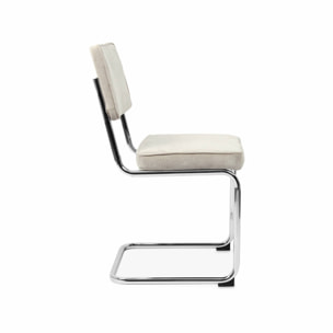 Lot de 2 chaises cantilever. velours côtelé Crème - Maja