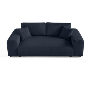 Garance - canapé droit 3 places - en velours côtelé - Bleu nuit