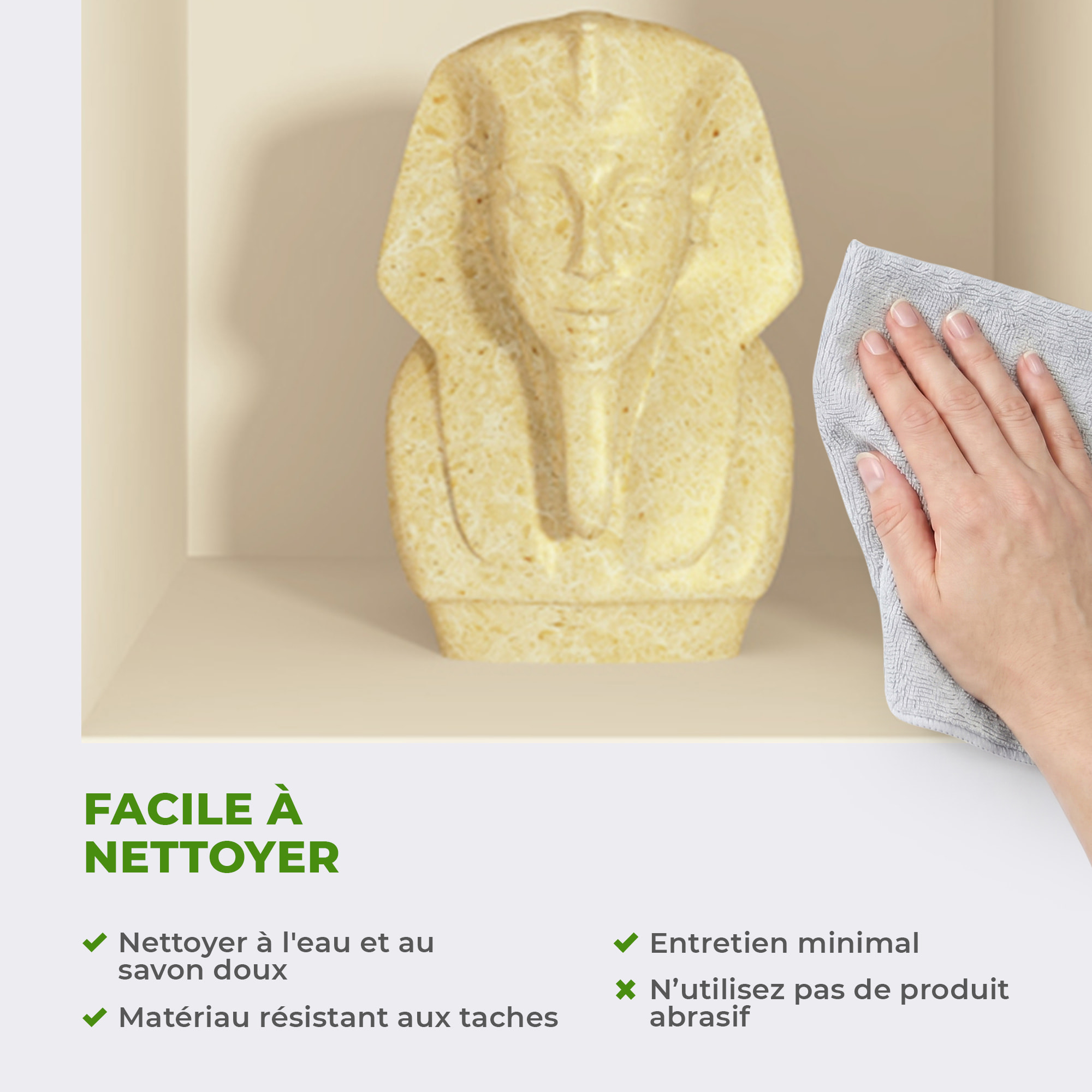 Stickers muraux 3D | Sticker Mural Autocollant effet 3D Egypte statue et vases argile - Stickers adhésifs 3D Chambre Salon Trompe l'oeil