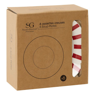 Lot de 6 assiettes creuses Cheri rouge D20,2xH4cm