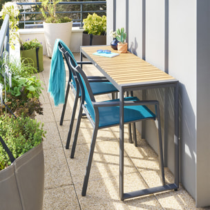 Fauteuil de jardin empilable "Essentia" bleu canard & graphite en aluminium traité epoxy