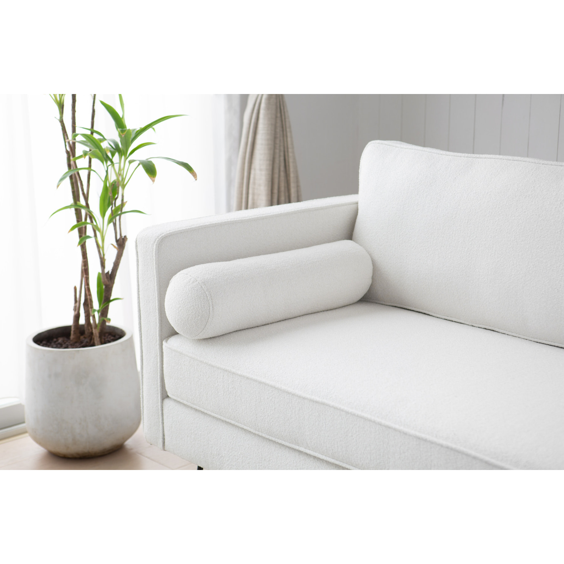 Canapé 3 places blanc bouclette et pieds métal SUN