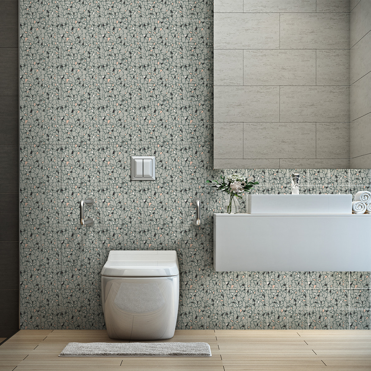 Stickers muraux - Sticker Mural Carrelage adhésif Cuisine Salle de Bain - 60 STICKERS CARRELAGES TERRAZZO VICTORINO