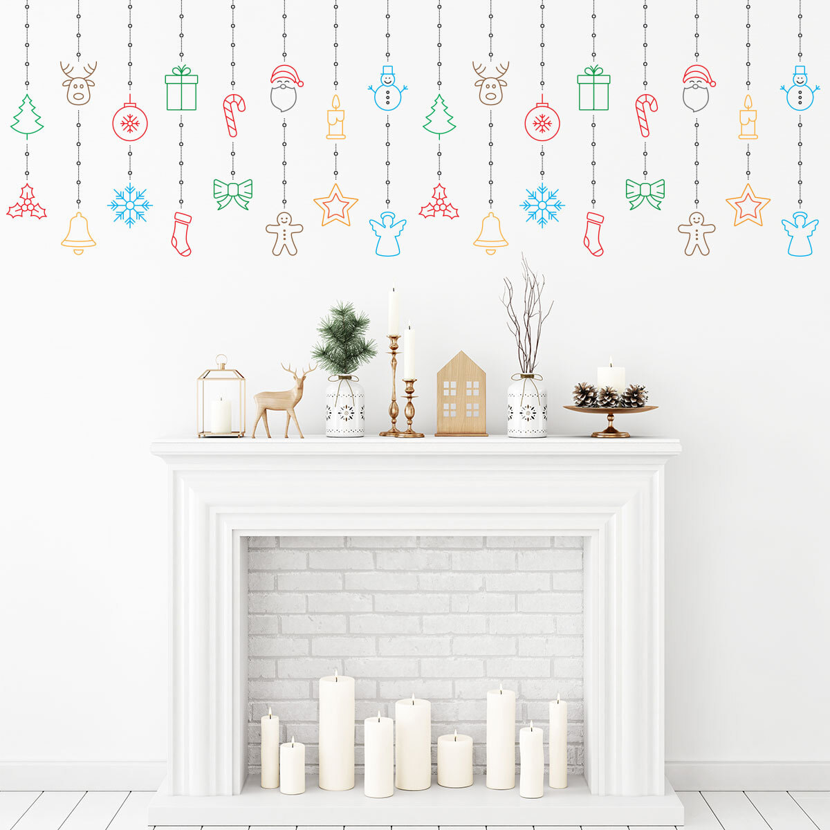 Sticker Noël guirlande - Autocollants stickers adhésifs noël - décoration fêtes