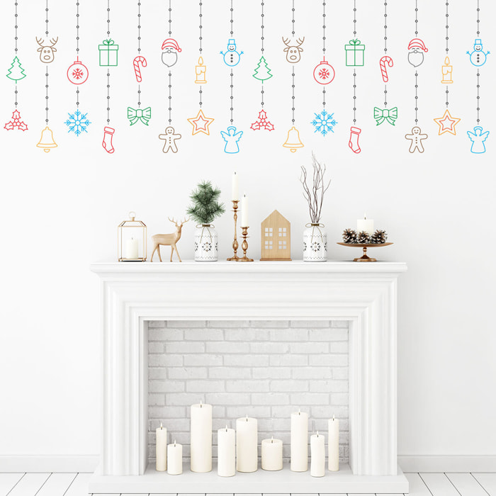 Sticker Noël guirlande - Autocollants stickers adhésifs noël - décoration fêtes