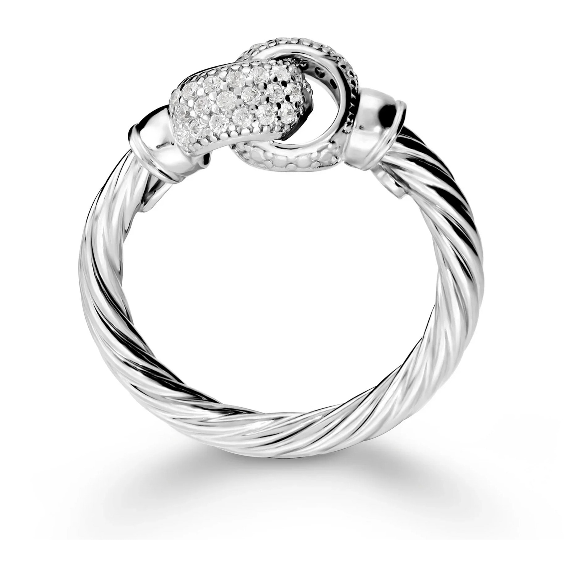 Anello Texture in Argento 925 con Elementi in Pavé di Cubic Zirconia