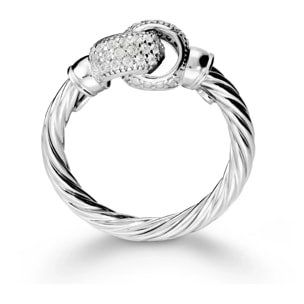 Anello Texture in Argento 925 con Elementi in Pavé di Cubic Zirconia