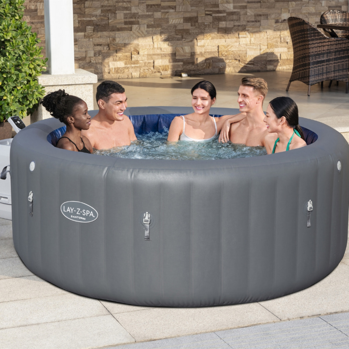 Bestway Spa gonflable rond Lay-Z-Spa Santorini HydroJet Pro 5-7 personnes