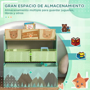 Estantería para Juguetes con 6 Cajas de Tela no Tejida Extraíbles Organizador de Juguetes para Niños de 3-8 Años para Dormitorio Guardería 63x30x66 cm Verde