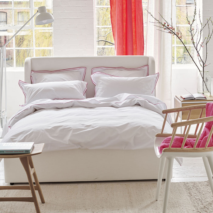 Taie d'oreiller unie en percale de coton, ASTOR, Blanc